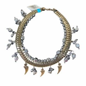 Shiraleah Anthropologie Ankle Bracelet Fringe Feather Livia Metal Chain Boho